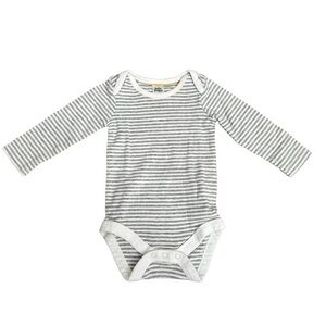 Baby Boden Gray and White Striped Bodysuit